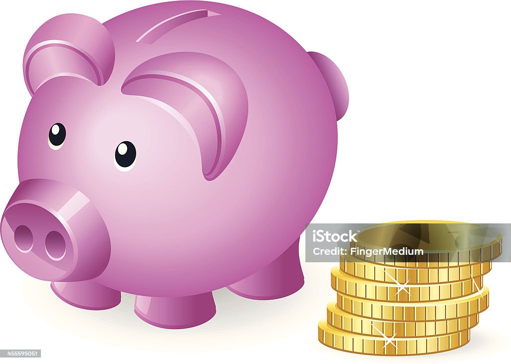 Świnka skarbonka z moneta - Grafika wektorowa royalty-free (Bankowość)