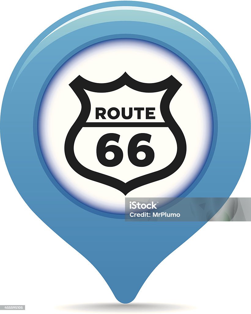 Route 66 mapa puntero - arte vectorial de Route 66 libre de derechos