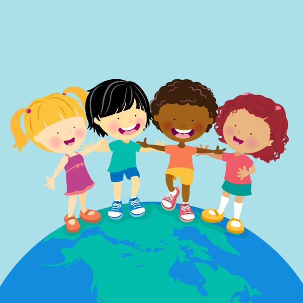 World Multi-Ethnic Kids World Multi-Ethnic Kids friends laughing stock illustrations
