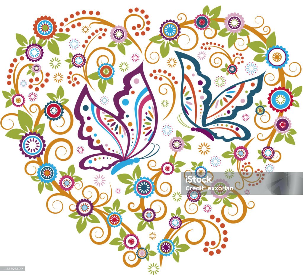 Heart Shape Floral Heart shape floral Butterfly - Insect stock vector