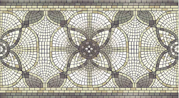 Vector illustration of Mosaic Floral seamless Border