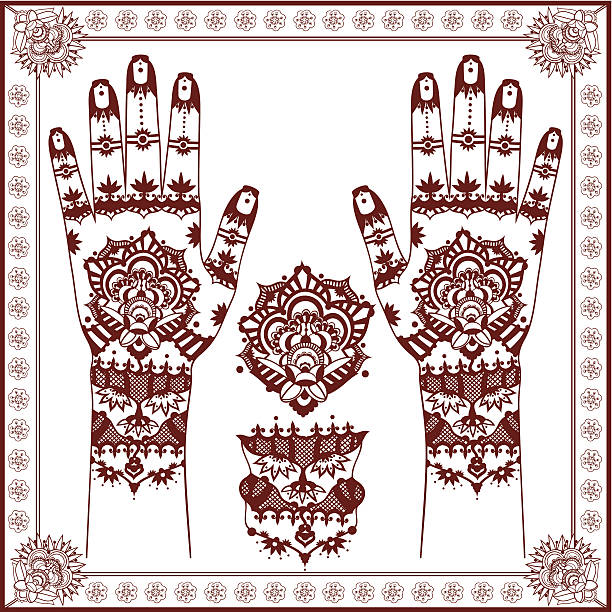 ilustrações de stock, clip art, desenhos animados e ícones de mehndi. - hinduism henna tattoo tattoo human hand