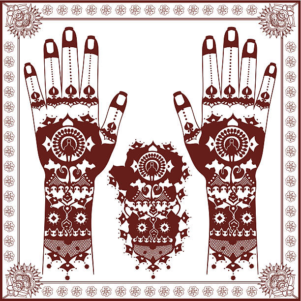 ilustrações de stock, clip art, desenhos animados e ícones de mehndi. - hinduism henna tattoo tattoo human hand