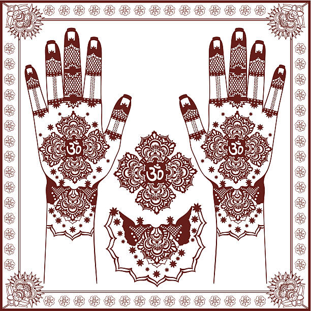 ilustrações de stock, clip art, desenhos animados e ícones de mehndi. - hinduism henna tattoo tattoo human hand