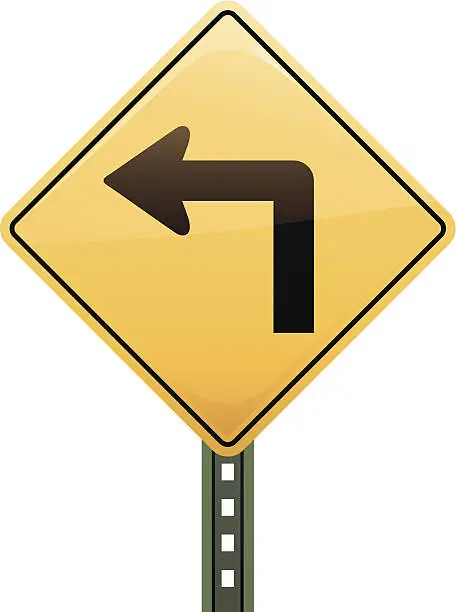 Vector illustration of Sharp Left Turn Road Sign