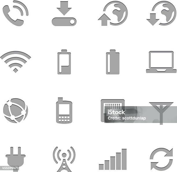 Mobile Network Icons Letterpress Series Stock Illustration - Download Image Now - Arrow Symbol, Battery, Broadcasting