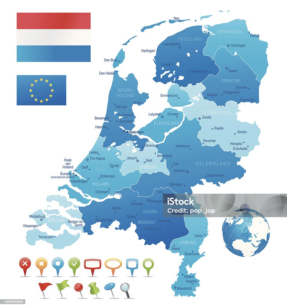 Holanda-altamente mapa detalhado - Vetor de Amsterdã royalty-free