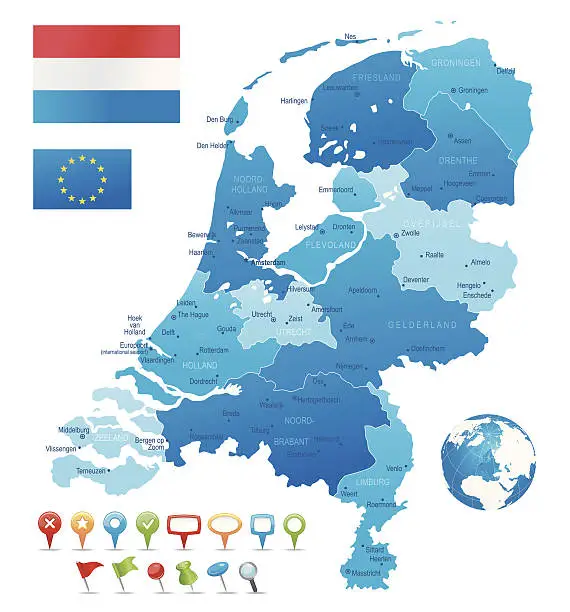 Vector illustration of Netherlands - highly detailed map