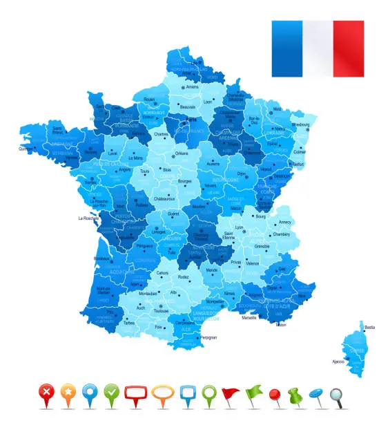 Vector illustration of France - highly detailed map