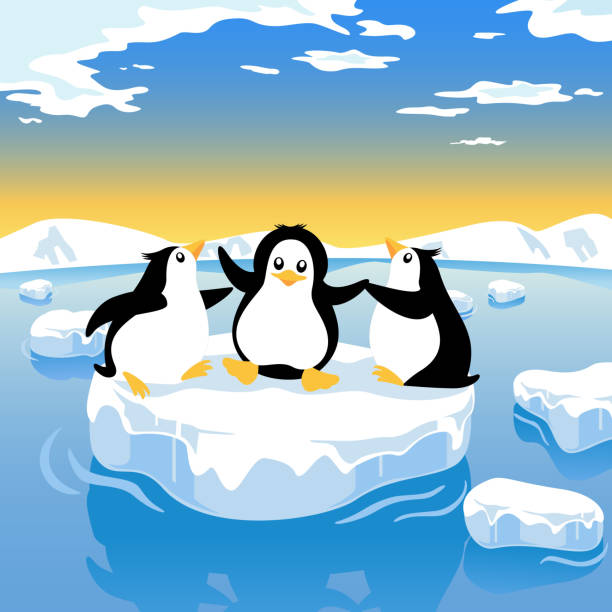 пинг�вин глобальное потепление - arctic bay stock illustrations