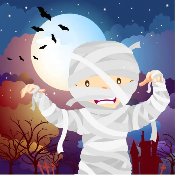Vector illustration of Halloween Mummy