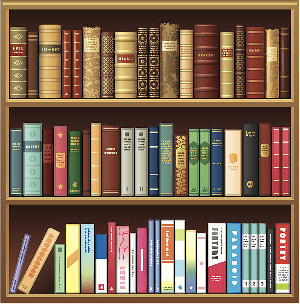 Old and new books on Library Shelf. Vector illustration. EPS8, JPEG + AI CS3 