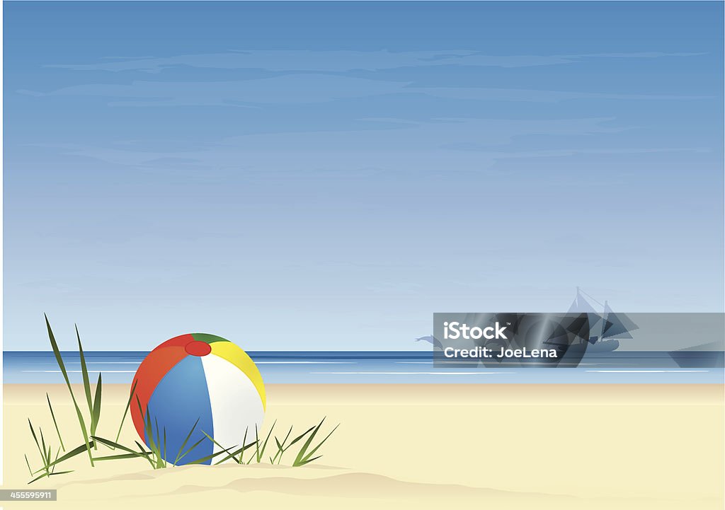 Escena de la playa - arte vectorial de Hierba - Pasto libre de derechos
