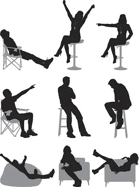 Vector illustration of Silhouette of casual people