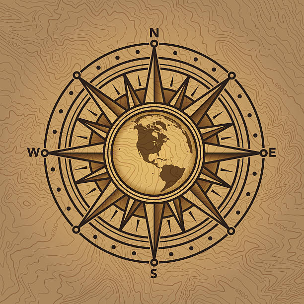 illustrations, cliparts, dessins animés et icônes de rose des vents - map compass old globe