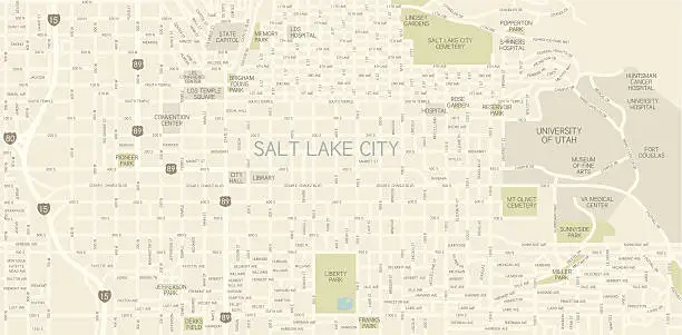 Vector illustration of Salt Lake City Downtown Map