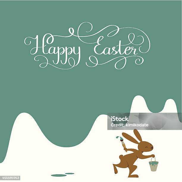 Happy Easterhintergrund Mit Bunny Und Schriftzug Stock Vektor Art und mehr Bilder von Grußkarte - Grußkarte, Ostern, Osterhase