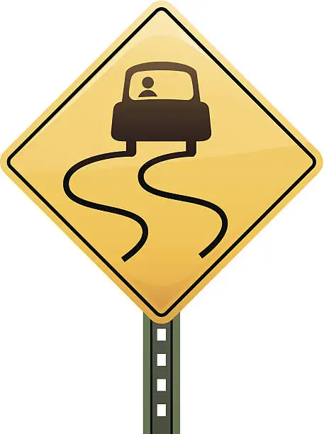 Vector illustration of Slippery Road Sign