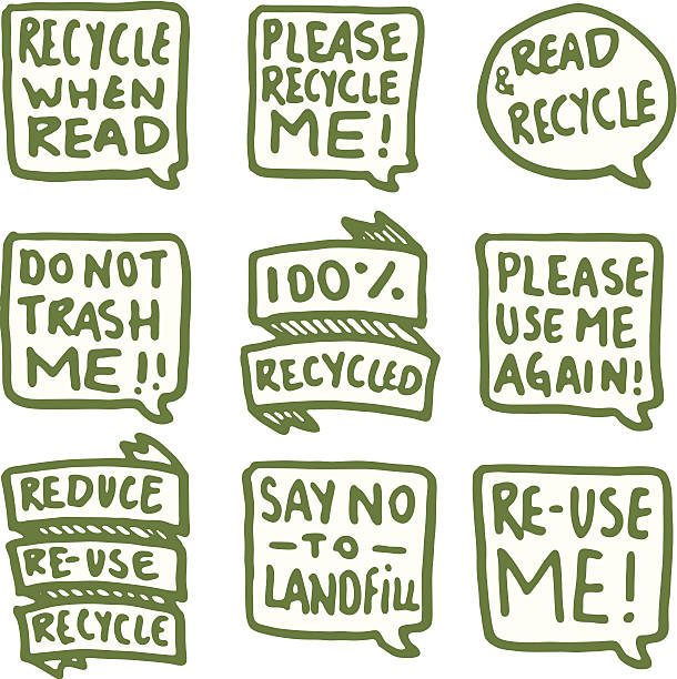 Recycling speech bubble icon set vector art illustration