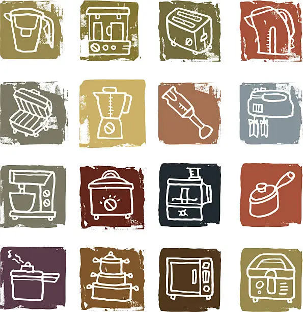 Vector illustration of Kitchen appliance icon blocks