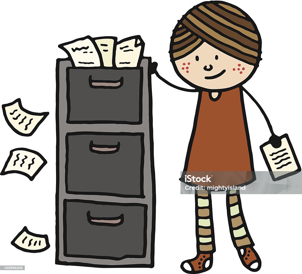 Add Filing Cartoon Woman Filing Stock Illustration - Download Image Now - Adult, Adults ...