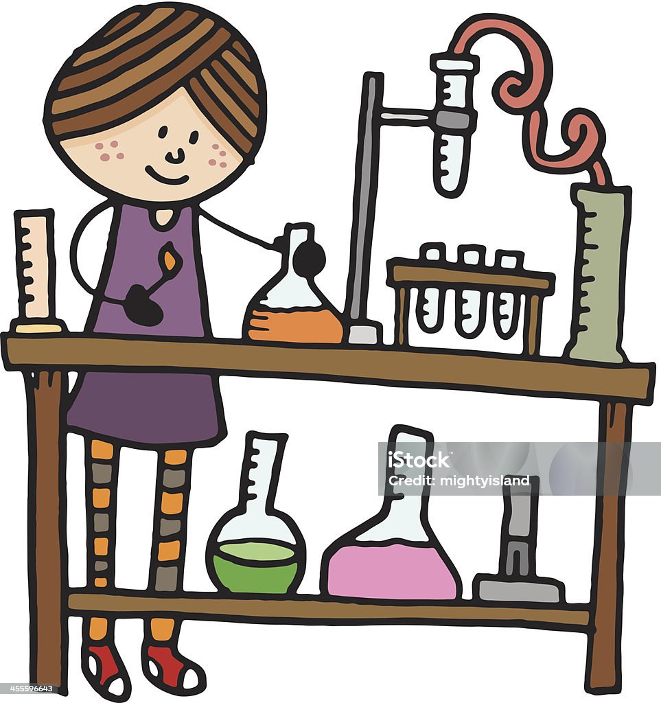 Girl experimenting with chemicals Adult stock vector