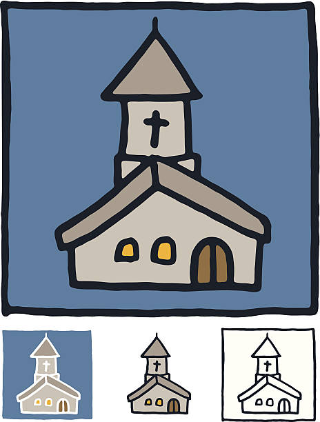 교회 아이콘크기 블록 - church built structure sketch block stock illustrations