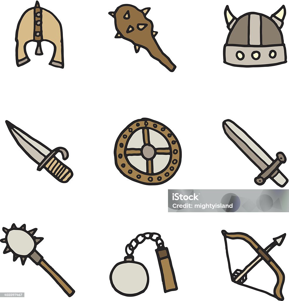 Viking icône et crayonnages - clipart vectoriel de Viking libre de droits