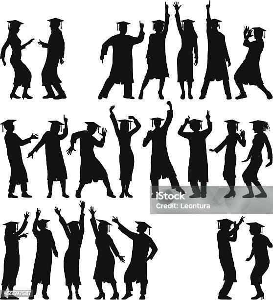 Highly Detailed Dancing Graduates Stock Illustration - Download Image Now - Adult, Adults Only, Black And White