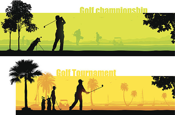 golf & resort - golf landscape golf course tree stock-grafiken, -clipart, -cartoons und -symbole