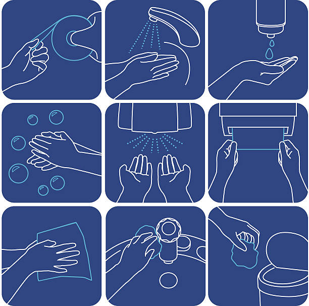 ilustraciones, imágenes clip art, dibujos animados e iconos de stock de lávese las manos - washing hands human hand washing hygiene