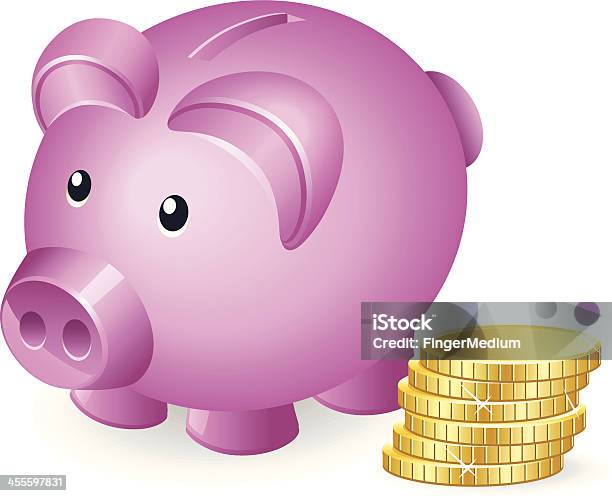 Piggybank Rosa - Immagini vettoriali stock e altre immagini di Affari - Affari, Attività bancaria, Brillante