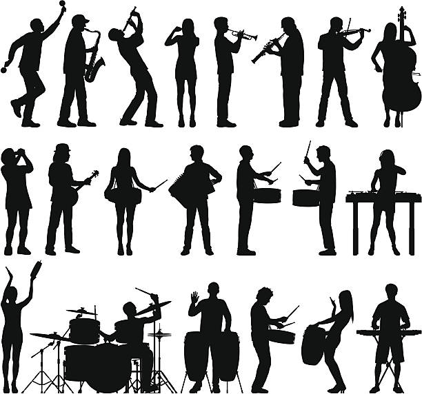 viele musiker - saxophonist stock-grafiken, -clipart, -cartoons und -symbole