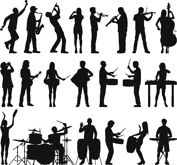 Many Musicians Highly detailed silhouettes of musicians. Zoom in to see the detail! musician stock illustrations