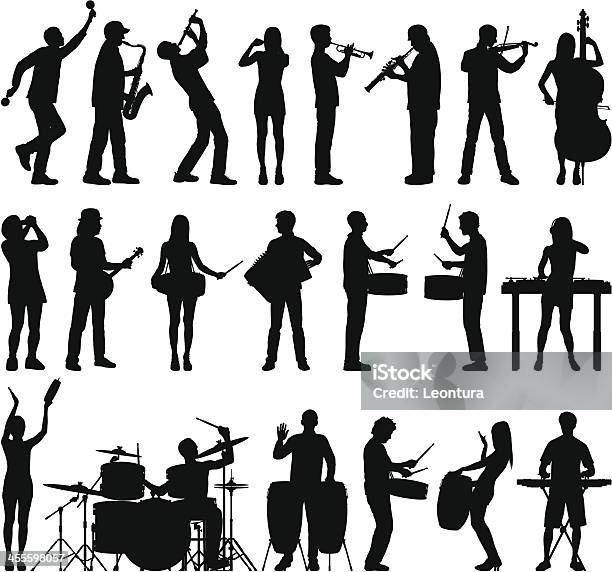 Many Musicians Stock Illustration - Download Image Now - In Silhouette, Performance Group, Musician