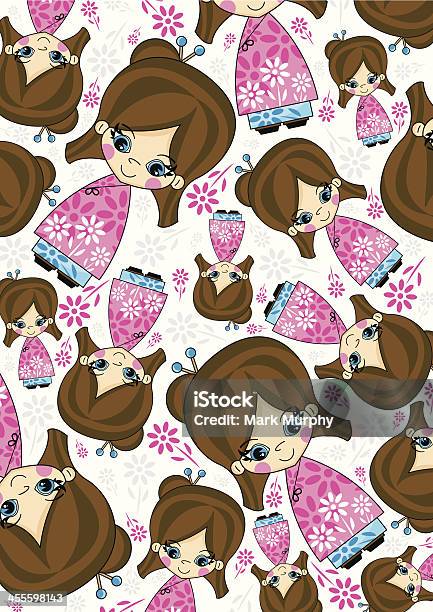 Mały Gejsza Dziewczynka Wzór - Stockowe grafiki wektorowe i więcej obrazów Dziewczyny - Dziewczyny, Grafika wektorowa, Japończycy