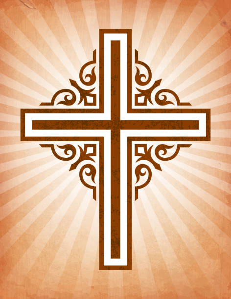 illustrazioni stock, clip art, cartoni animati e icone di tendenza di christian cross royalty-free sfondo vettoriale su - christianity cross shape dirty grunge