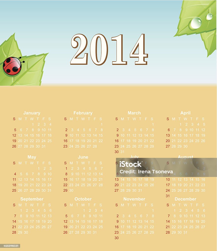 Calendrier pour l'année 2014-Illustration - clipart vectoriel de 2014 libre de droits