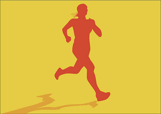 silhouette der mädchen-athlet.  frau joggen - campeón stock-grafiken, -clipart, -cartoons und -symbole