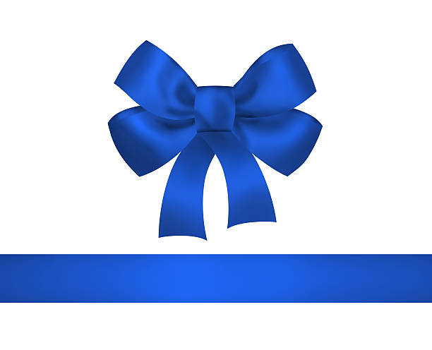 istock Blue bow and ribbon against white background 455601515