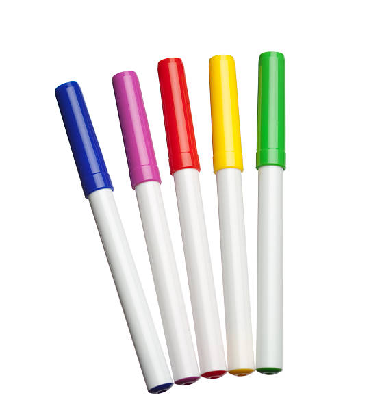 color pens color pens on white background felt tip pen stock pictures, royalty-free photos & images