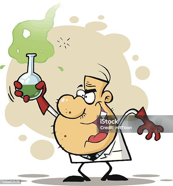 Mad Scientist Holding A Flask With Background Stock Illustration - Download Image Now - Adult, Adults Only, Alchemist