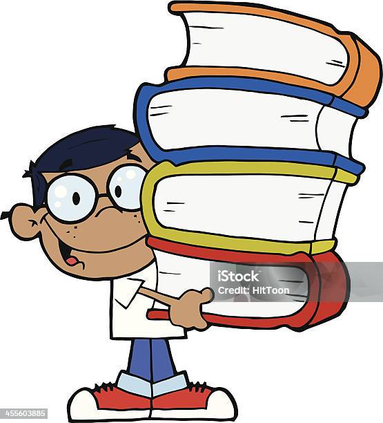 Happy African American Boy Holding Books Stock Illustration - Download Image Now - African Ethnicity, African-American Ethnicity, Book