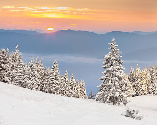 istock Beautiful winter sunrise in the mountains 455604337