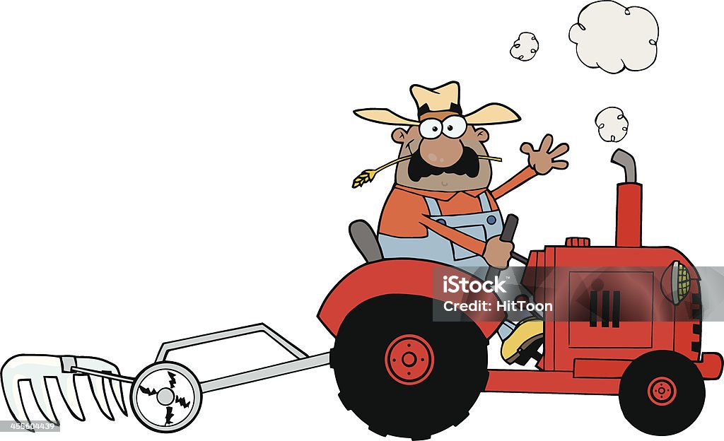 African American Farmer Driving Tractor Stock Illustration - Download Image  Now - Cartoon, Farmer, Tractor - iStock