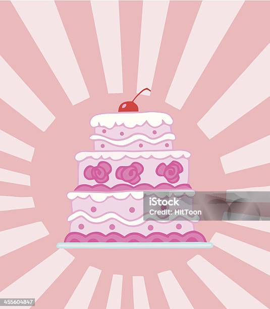 Elegant Three Tiered Wedding Cake And Background Stock Illustration - Download Image Now - Backgrounds, Cake, Cartoon