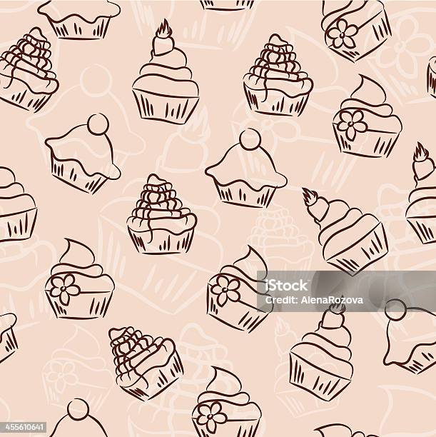 Seamless Cupcake Background Stock Illustration - Download Image Now - Backgrounds, Baked, Baked Pastry Item