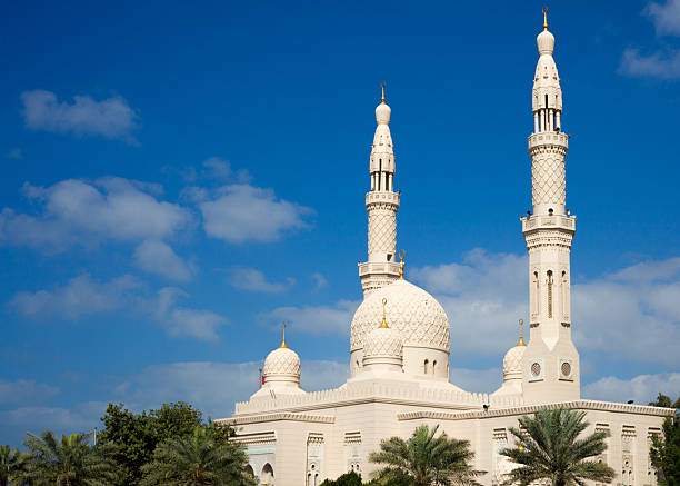 istock Mosque in Dubai with a beautiful blue sky 455610907