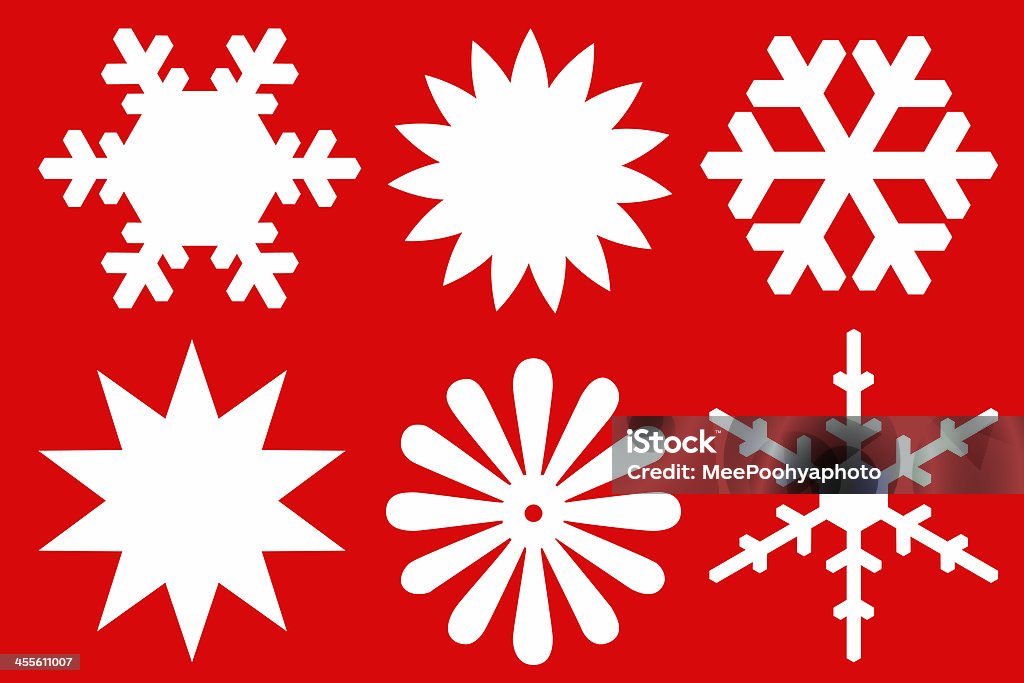 Snowflakes of white color. Snowflakes of white color on red background. Blizzard Stock Photo