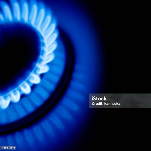 Gas Flame Stock Photo - Download Image Now - Abstract, Black Color, Blue